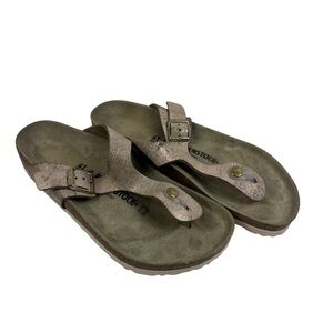 Birkenstock Gizeh Sandals Size 41 Women’s 10 Soft Footbed Old Rose Pink Nubuck